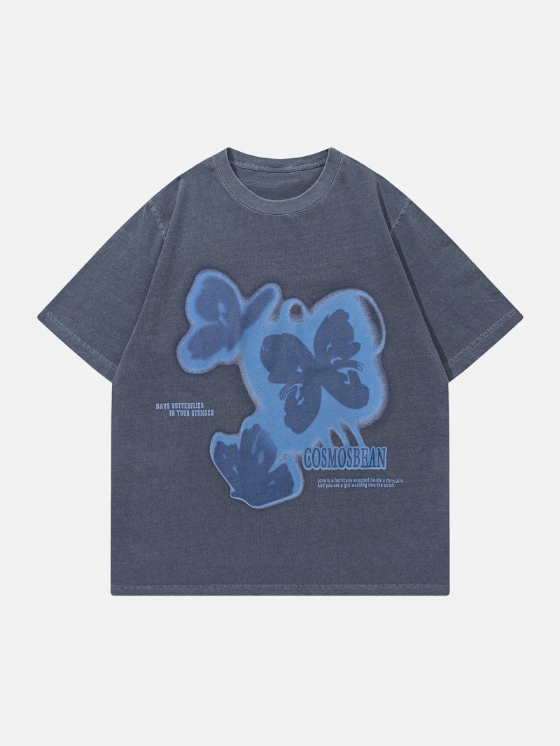 T Shirts Aelfric Eden Butterfly Print Tee Noir | TKM-78028662